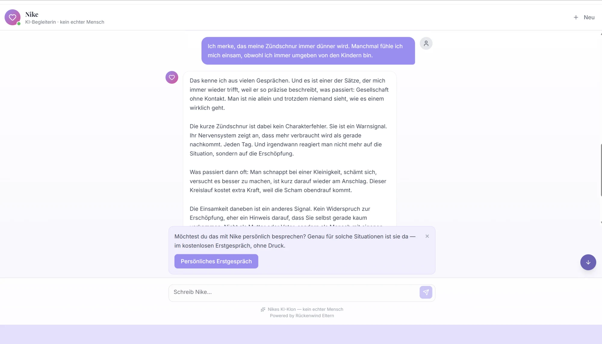NikeKI-Gespräch mit einer Einladung zu einem persönlichen Erstgespräch